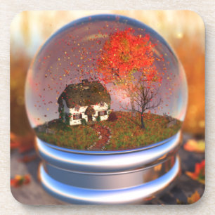 Maple Leaf Globe Cork Coaster