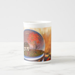 Maple Leaf Globe Cutting Board Bone China Mug