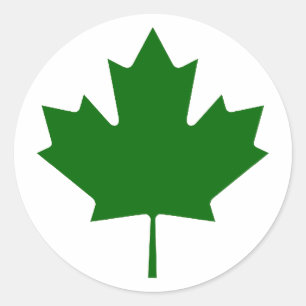 Maple Leaf Green DkTransp The MUSEUM Zazzle Gifts Classic Round Sticker