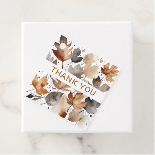 Maple Leaf Grey Brown Autumn Wedding Favour Tags