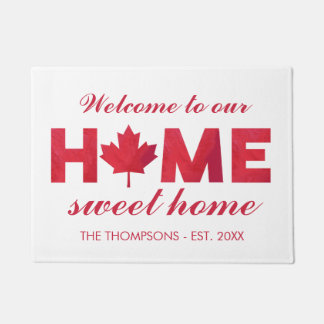 Maple Leaf Home Sweet Home Family Name Doormat