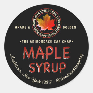 Maple Leaf Logo Leaf and State Name Syrup Label