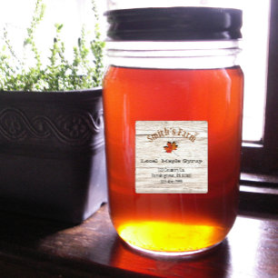 Maple Leaf Maple Syrup Waterproof Square Labels