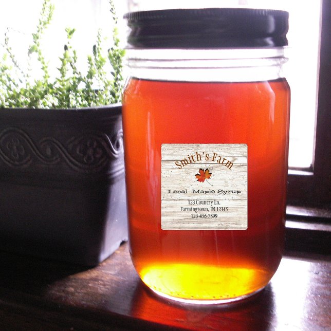 Maple Leaf Maple Syrup Waterproof Square Labels (Creator Uploaded)