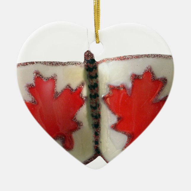 "Maple Leaf Monarch" Canadian Flag Butterfly  Ceramic Ornament (Front)