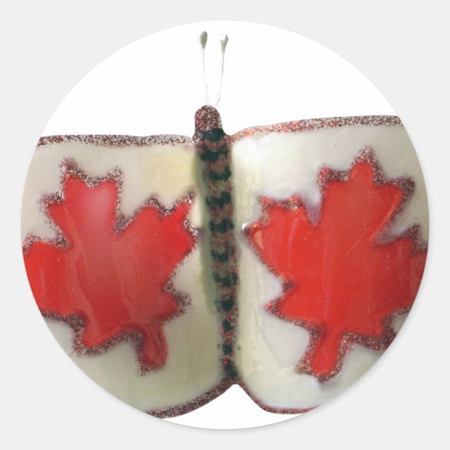 "Maple Leaf Monarch" Canadian Flag Butterfly  Classic Round Sticker (Front)