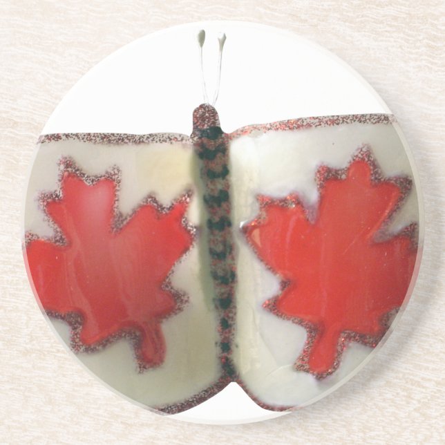 "Maple Leaf Monarch" Canadian Flag Butterfly  Coaster (Front)