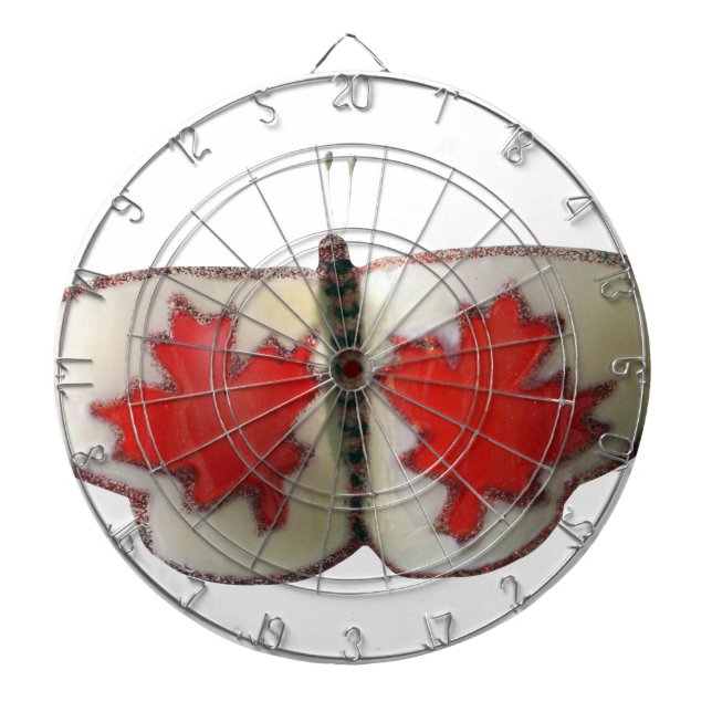 "Maple Leaf Monarch" Canadian Flag Butterfly  Dartboard (Front)