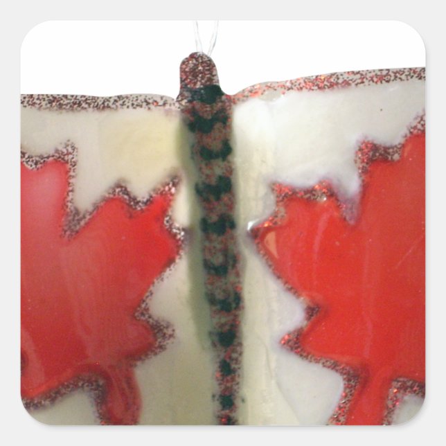 "Maple Leaf Monarch" Canadian Flag Butterfly  Square Sticker (Front)
