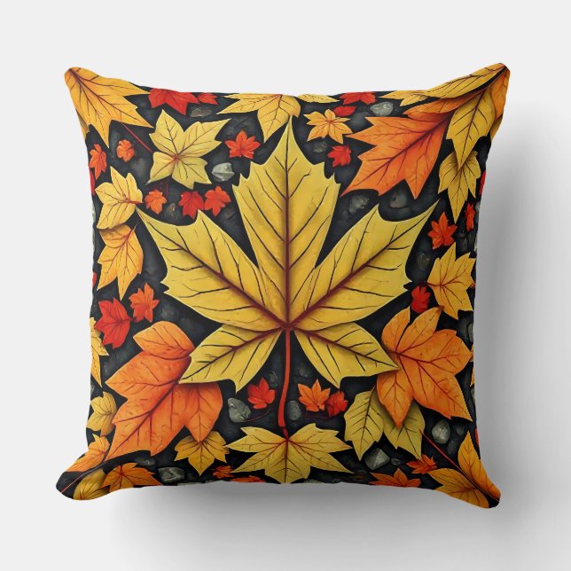 Maple Leaf Mosaic Throw Pillow (Front)