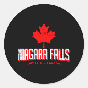 Maple Leaf Niagara Falls Ontario Canada Vintage Re Classic Round Sticker