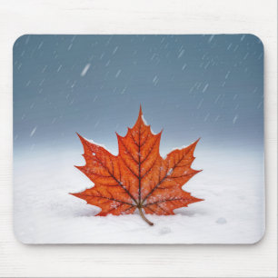 Maple Leaf On Fresh Snow Mouse Pad