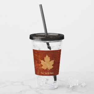 Maple Leaf On Inner Birch Bark Acrylic Tumbler