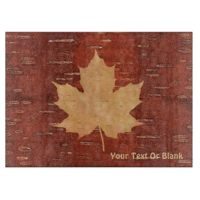 Maple Leaf On Inner Birch Bark Cutting Board (Front)