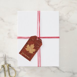 Maple Leaf On Inner Birch Bark Gift Tags