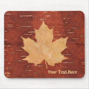 Maple Leaf On Inner Birch Bark Mouse Pad