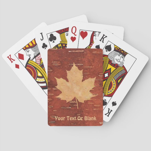 Maple Leaf On Inner Birch Bark Playing Cards (Back)