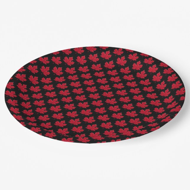 Maple Leaf Pattern Paper Plate (Angled)