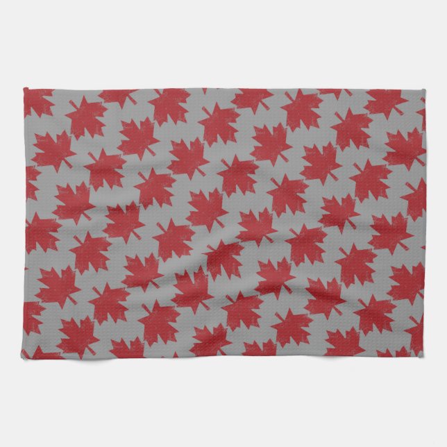 Maple Leaf Pattern Tea Towel (Horizontal)