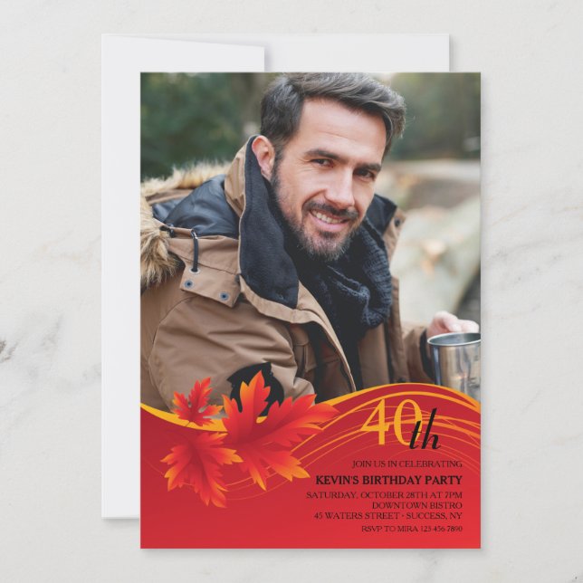 Maple Leaf Photo Invitation (Front)