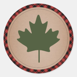 Maple Leaf Plaid Sticker