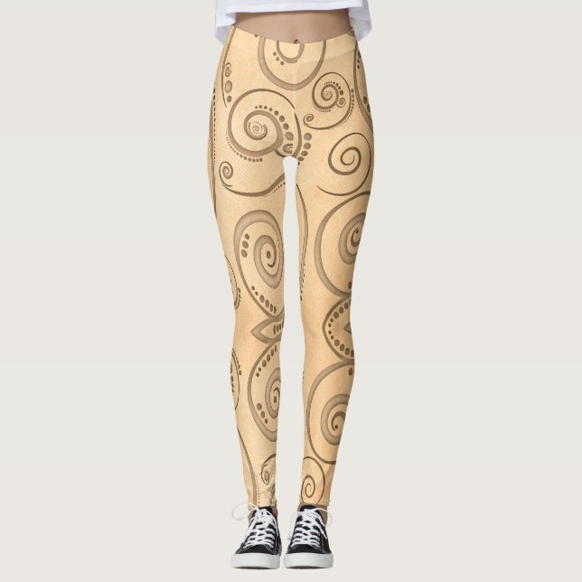 Maple Leaf Seamless Pattern Leggings (Front)