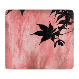 Maple Leaf Silhouette Red Marble Cutting Board