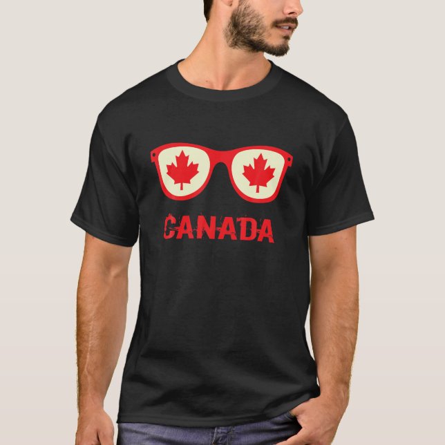 Maple Leaf Sunglasses Canadian Flag Canada Day 202 T-Shirt (Front)