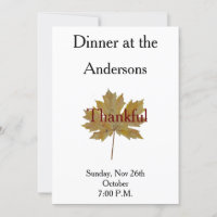 Maple leaf thankful fall colours watercolor dinner