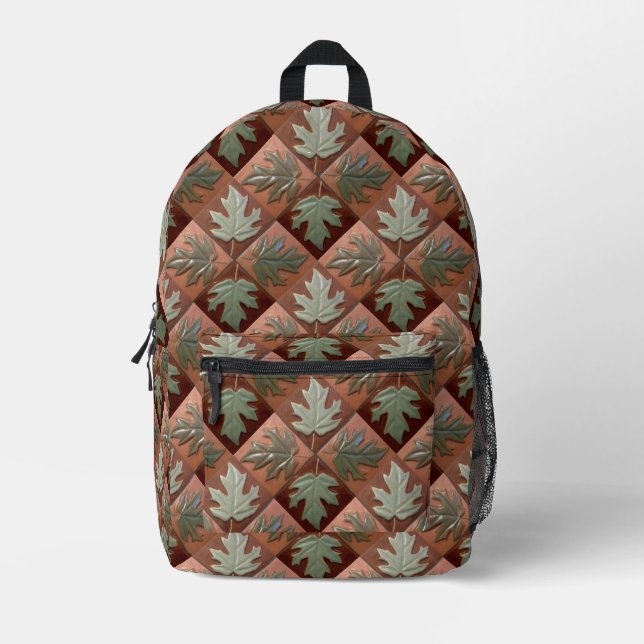 Maple leaf tile pattern backpack (Front)