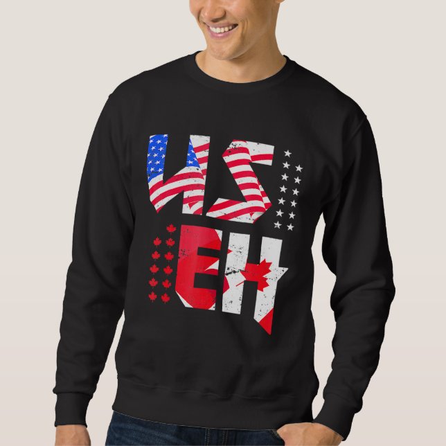 Maple Leaf Us Flag Canadian American Pride Useh Ca Sweatshirt (Front)