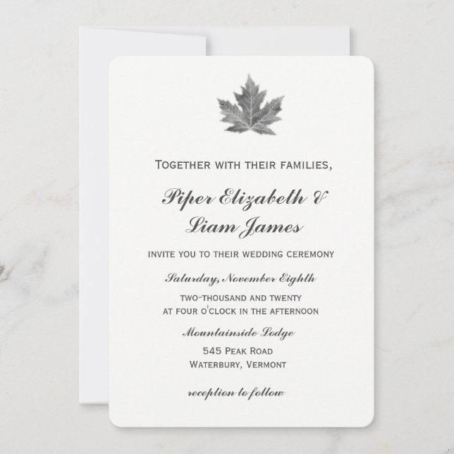 Maple Leaf Wedding Invitation (Front)
