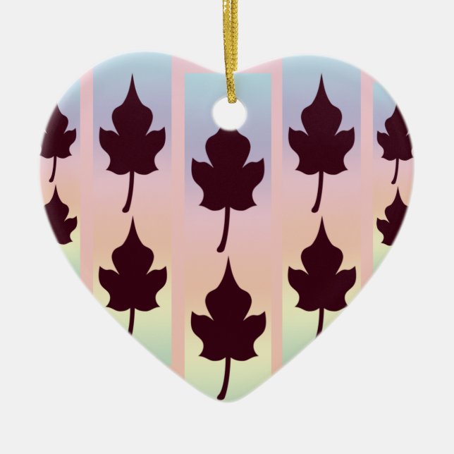 Maple Leaf with Rainbow - Ceramic Ornament (Front)