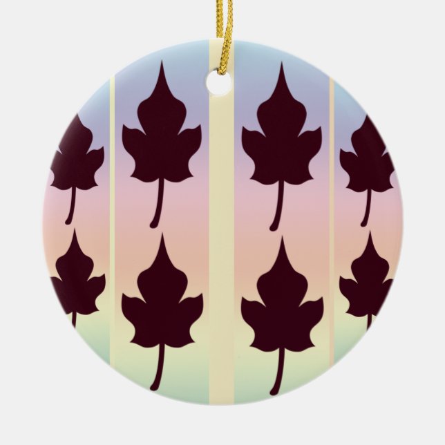 Maple Leaf with Rainbow - Ceramic Tree Decoration (Front)