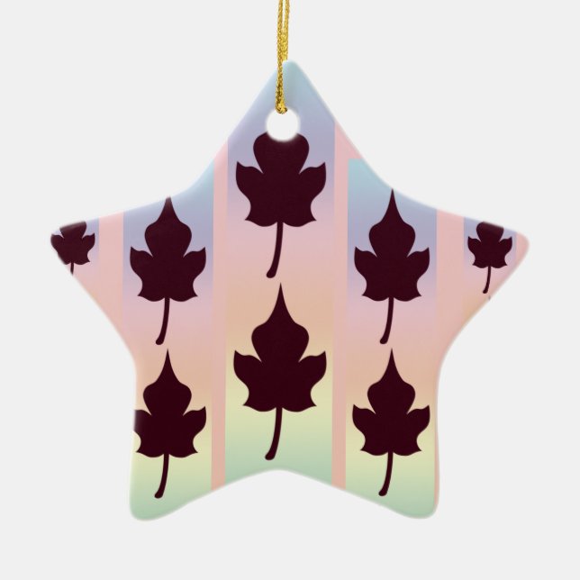 Maple Leaf with Rainbow - Ceramic Tree Decoration (Front)