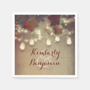 Maple Leaves and Mason Jars Fall Wedding Napkin