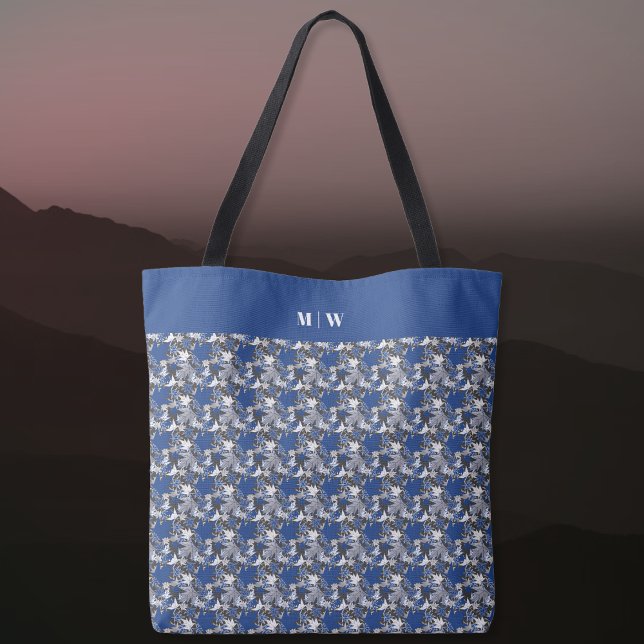 Maple Leaves Blue on a Charcoal Background Tote Bag (Maple Leaves Blue on a Charcoal Background Tote Bag by The Canadian Outpost Shop)