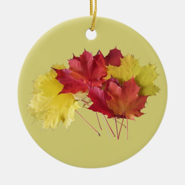 Maple Leaves Ceramic Ornament (Front)