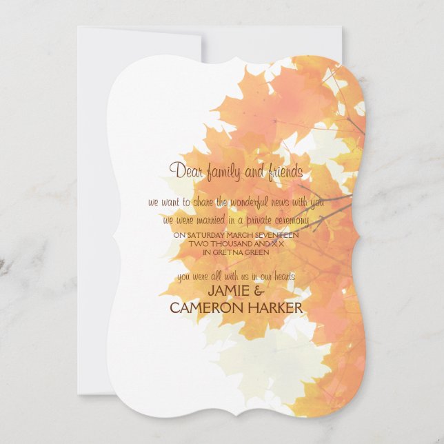 Maple Leaves Elopement Announcement (Front)