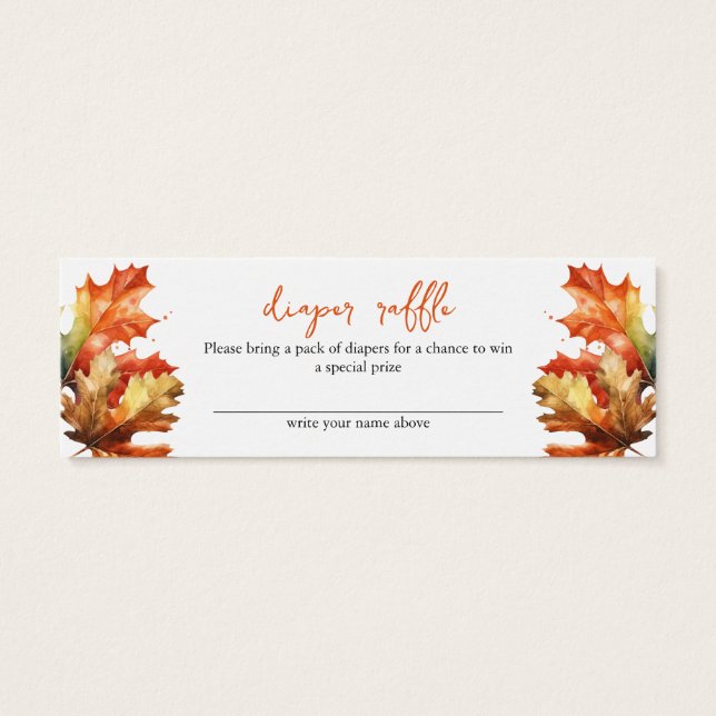 Maple Leaves Fall baby Shower Diaper Raffle (Back)