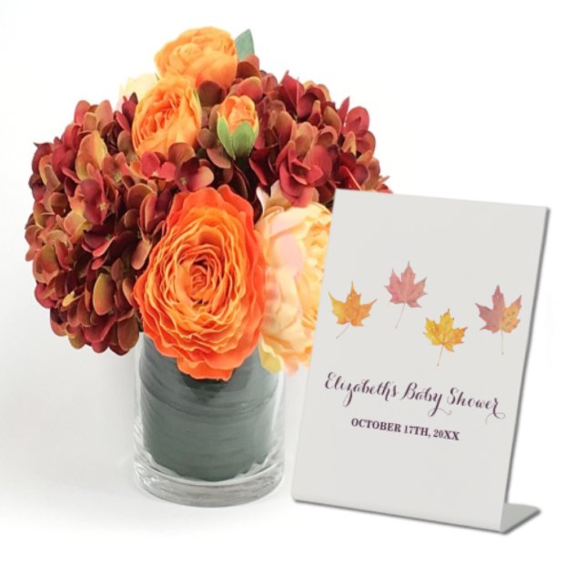 Maple Leaves Fall Baby Shower Pedestal Sign (Creator Uploaded)