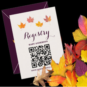 Maple Leaves Fall Baby Shower Registry Enclosure Card