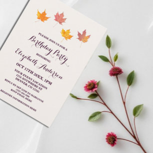 Maple Leaves Fall Birthday Invitation