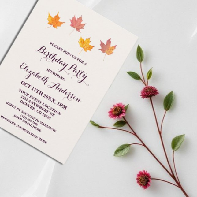 Maple Leaves Fall Birthday Invitation (Creator Uploaded)
