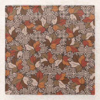 Maple Leaves Four-Finger Flower Pattern Glass Coaster