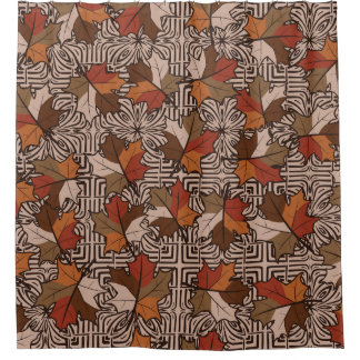 Maple Leaves Four-Finger Flower Pattern Shower Curtain