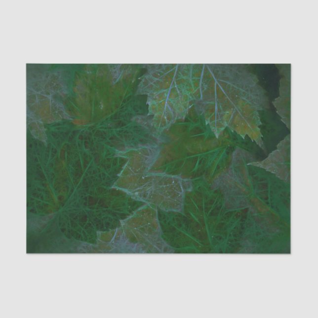 Maple Leaves Green Neon Summer Tissue Paper (Front)