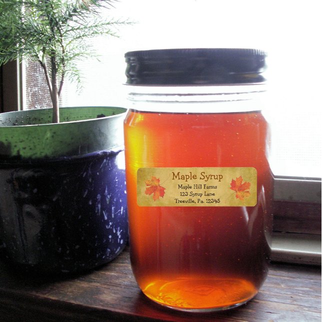 Maple Leaves Maple Syrup Label Small Return Address Label (Creator Uploaded)