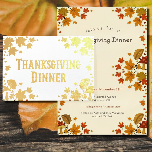  maple leaves& musrooms - Thanksgiving invitation (Creator Uploaded)