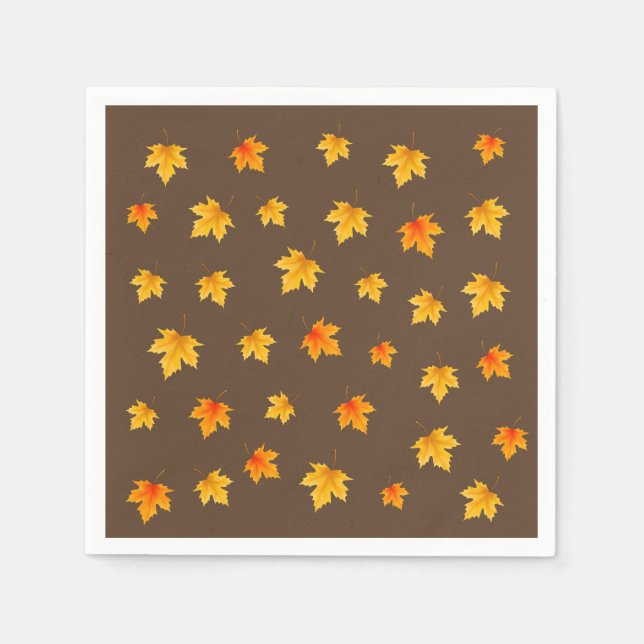 Maple leaves on Brown Background Napkin (Front)
